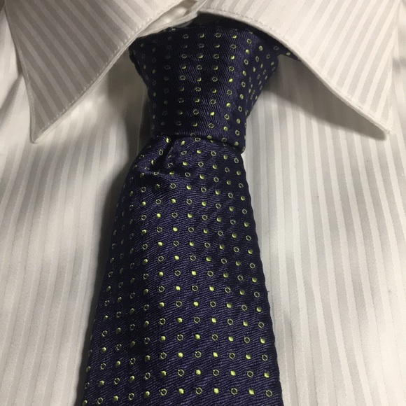 J.P. Telford- Blue with small yellow circles and dots. Italian 100% silk NWT - Picture 3 of 10